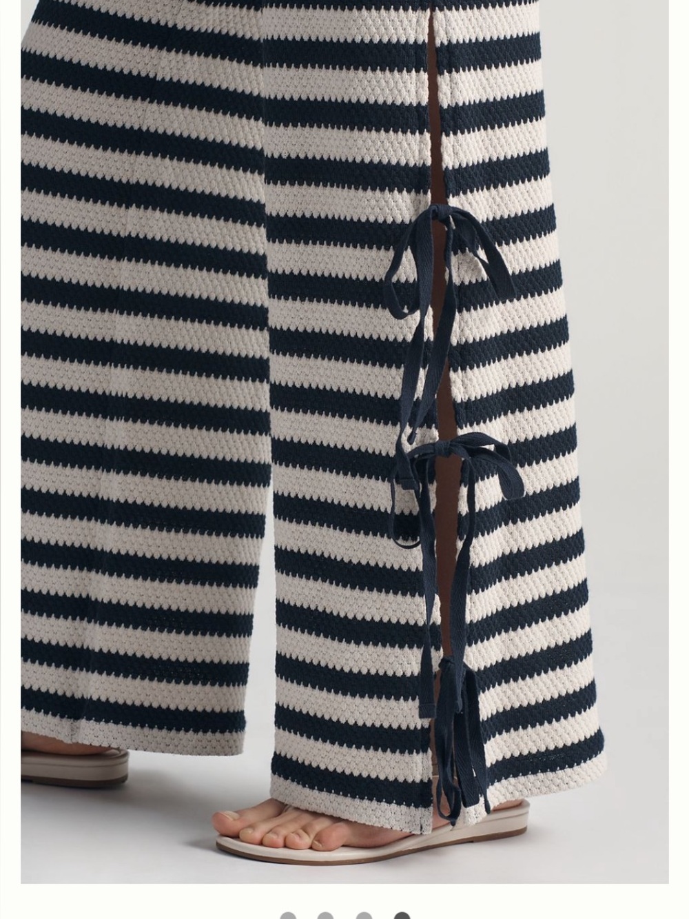 Maeve/ Anthropologie Navy & White Striped Tie-Side Pants - Picture 3 of 7
